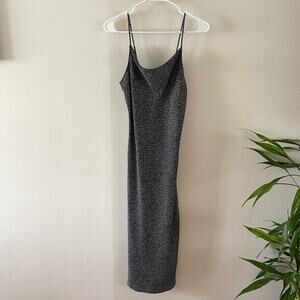 Love by GAP Satin Slip Dress Gown Womens X-Small Black White Polka Dot Midi